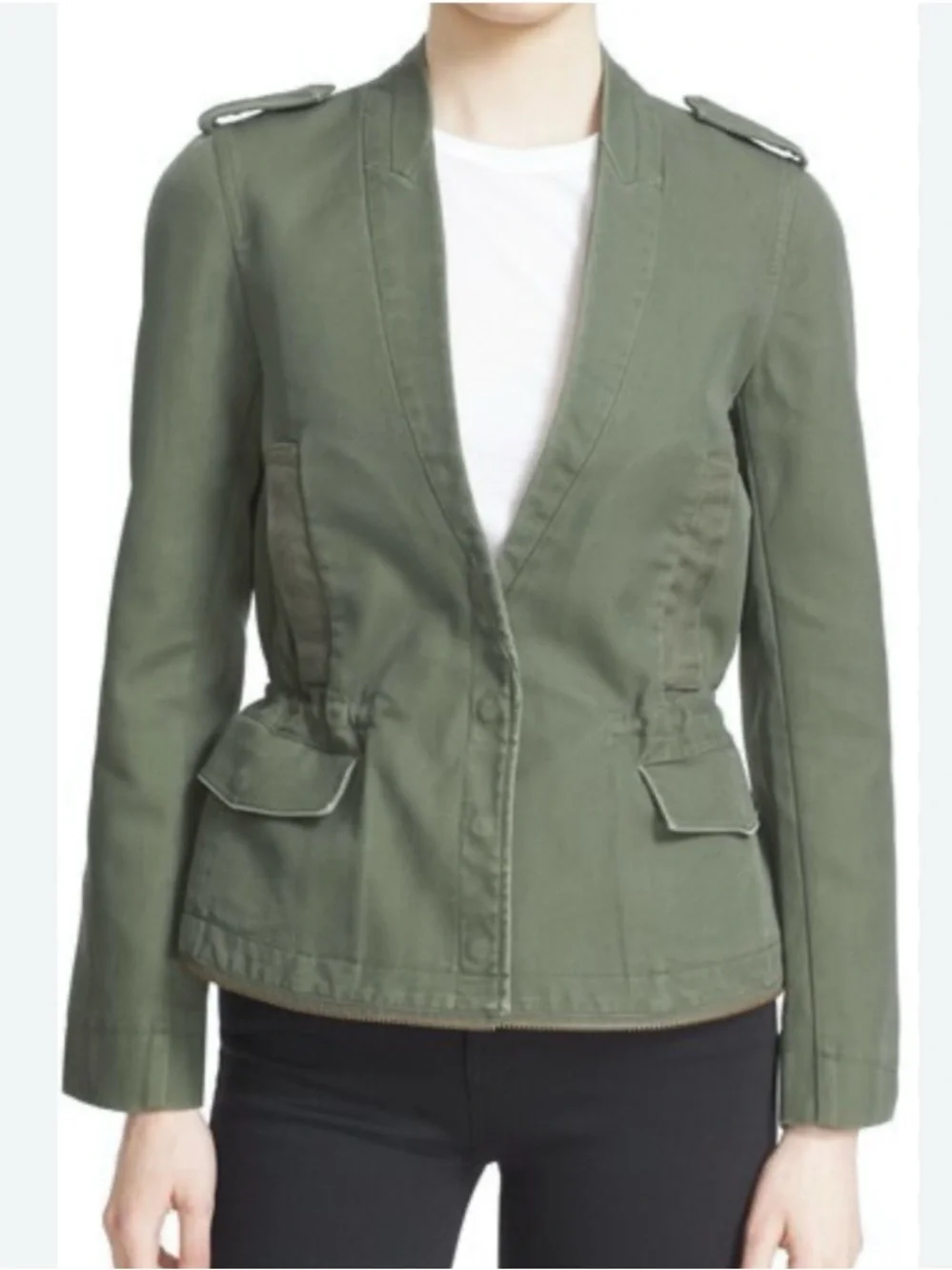 Zadig & Voltaire Vedam Bis Military Green Skull Cotton Utility Jacket Flaws Sz L - Picture 3 of 15
